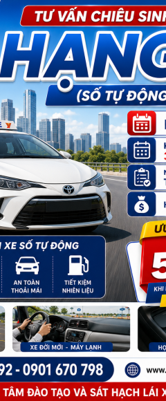 HỌC LÁI Ô TÔ HẠNG B TỰ ĐỘNG THÁNG 8 NĂM 2026