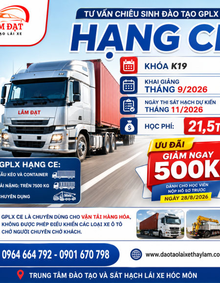 Đào tạo GPLX hạng CE 